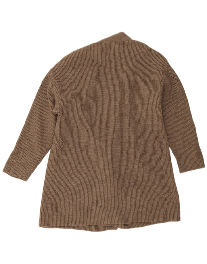 Zara Womens Oversized Longline Open Cardigan Sweater UK 10 Small Brown