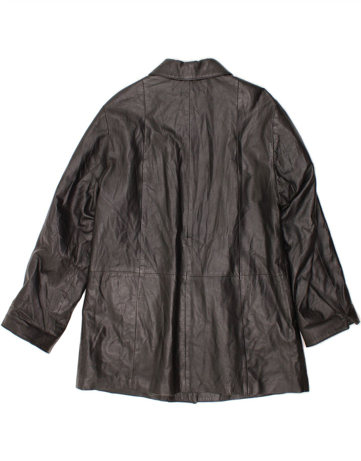VINTAGE Womens Leather Coat UK 14 Medium Black Leather Vintage Vintage and Second-Hand Vintage from Messina Hembry 