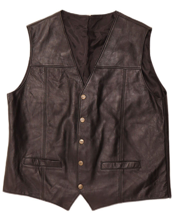 CODA Mens Leather Waistcoat 2XL Black