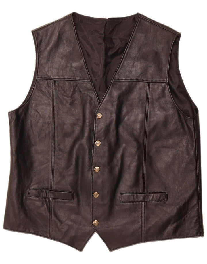 CODA Mens Leather Waistcoat 2XL Black
