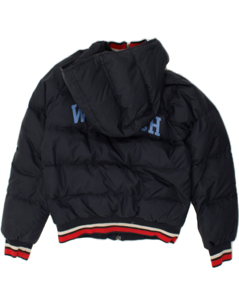 WOOLRICH Boys Graphic Hooded Padded Jacket 9-10 Years Navy Blue Nylon | Vintage Woolrich | Thrift | Second-Hand Woolrich | Used Clothing | Messina Hembry 