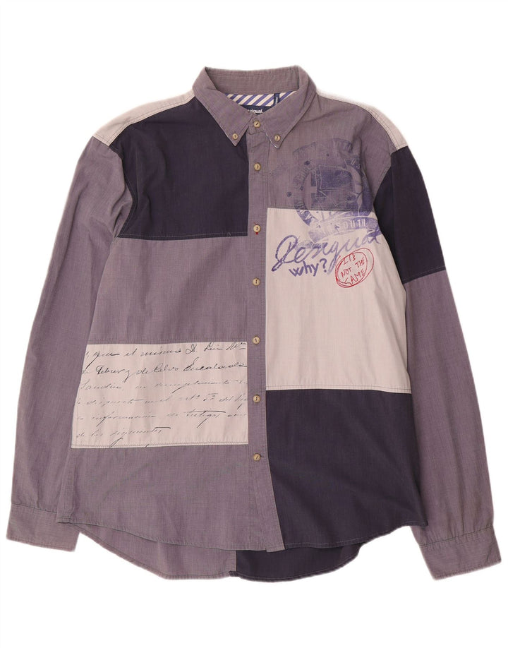 Desigual Mens Regular Fit Shirt 2XL Multicoloured Patchwork Cotton