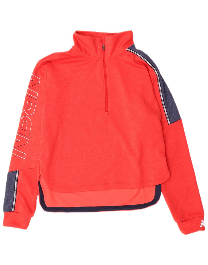 NEW BALANCE Womens Graphic Pullover Tracksuit Top UK 10 Small Orange