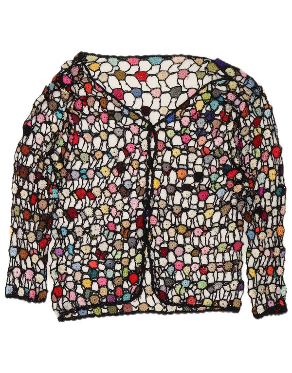 Vintage Womens Crochet Cardigan Top UK 14 Medium Multicoloured Floral