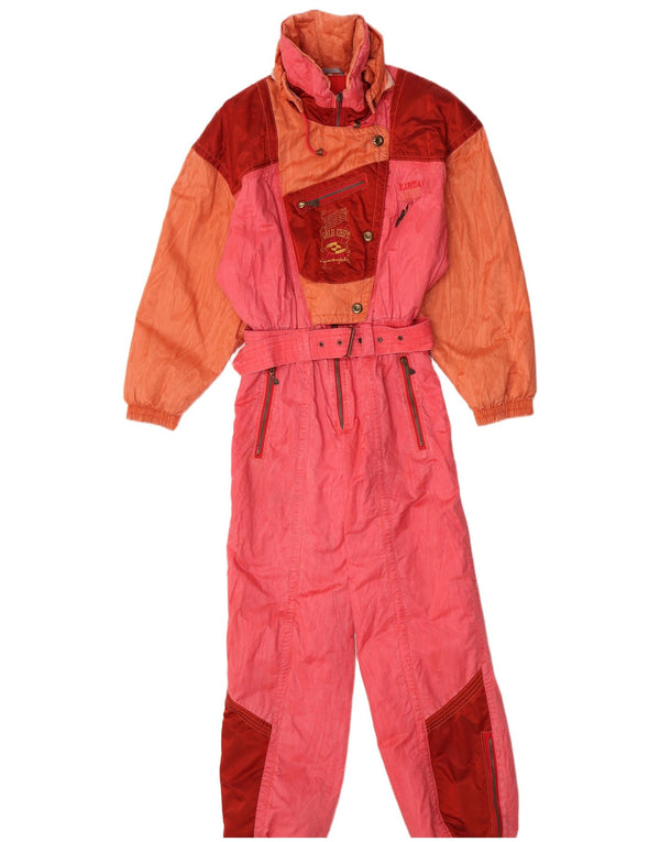 Luhta Womens Loose Fit Hooded Ski Jumpsuit UK 10 Small Pink Colourblock