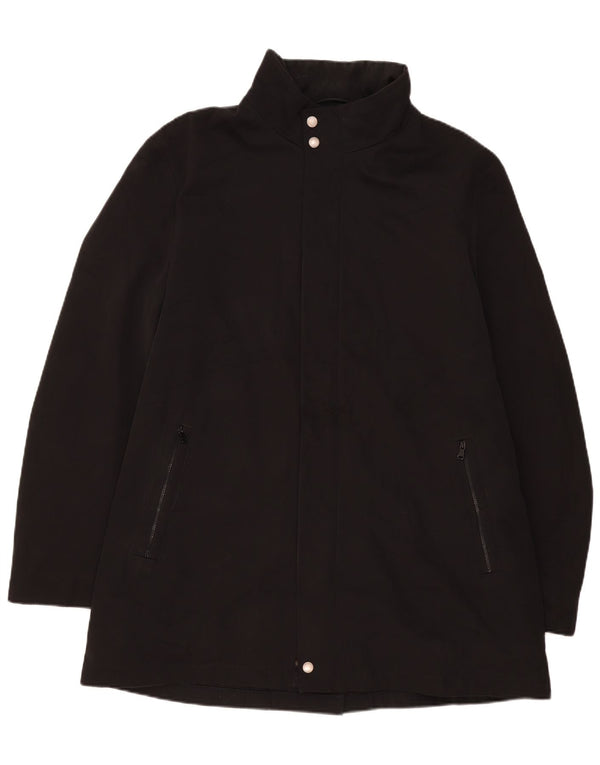 Hugo Boss Mens Overcoat EU 56 3XL Black Polyester