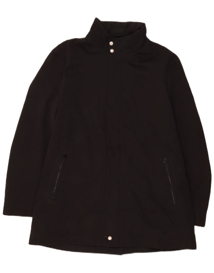 Hugo Boss Mens Overcoat EU 56 3XL Black Polyester