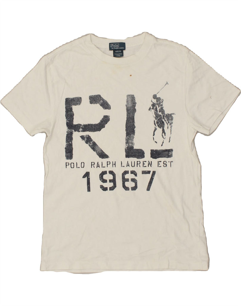 POLO RALPH LAUREN Boys Graphic T-Shirt Top 10-11 Years Medium  White Vintage Polo Ralph Lauren and Second-Hand Polo Ralph Lauren from Messina Hembry 