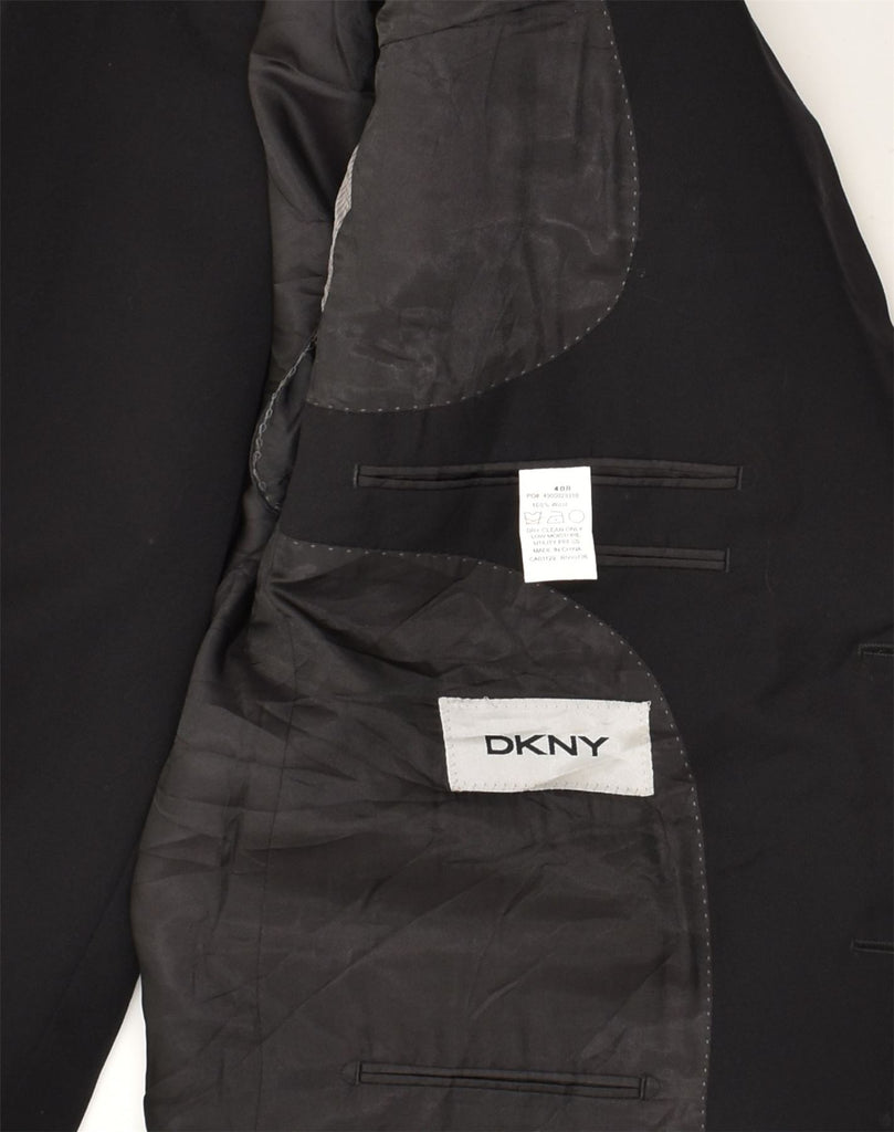 DKNY Mens 2 Button Blazer Jacket UK 40 Large Black Wool | Vintage Dkny | Thrift | Second-Hand Dkny | Used Clothing | Messina Hembry 