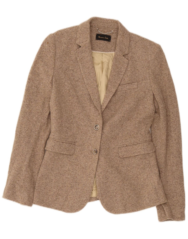 Massimo Dutti Womens 2 Button Blazer Jacket EU 38 Small Beige Flecked Wool