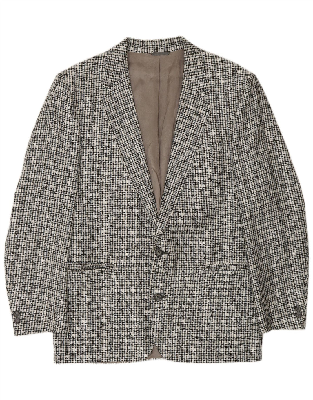 VINTAGE Mens 2 Button Blazer Jacket IT 50 Large Grey Check Polyester