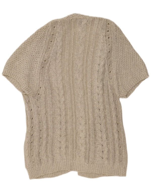 Massimo Dutti Womens Short Sleeve Cardigan Sweater UK 16 Large Beige