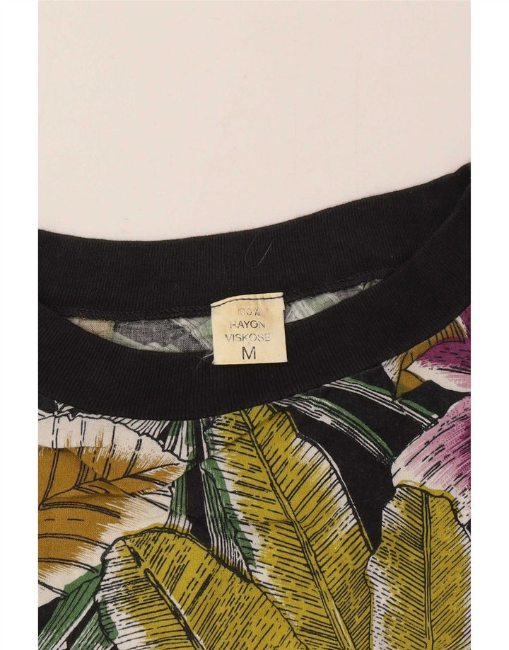 Vintage Mens T-Shirt Top Medium Multicoloured Floral Rayon