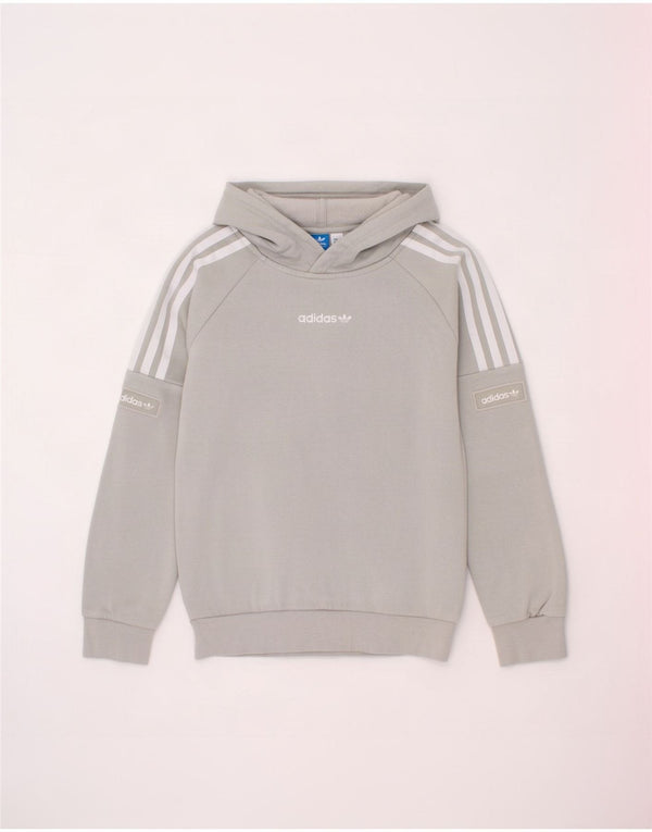 Adidas Boys Hoodie Jumper 9-10 Years Grey Cotton