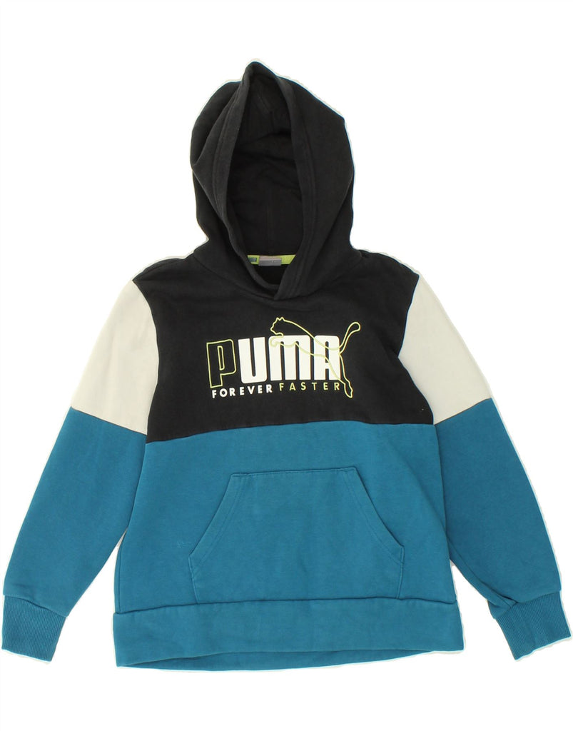 PUMA Boys Graphic Hoodie Jumper 9-10 Years Multicoloured Colourblock | Vintage Puma | Thrift | Second-Hand Puma | Used Clothing | Messina Hembry 