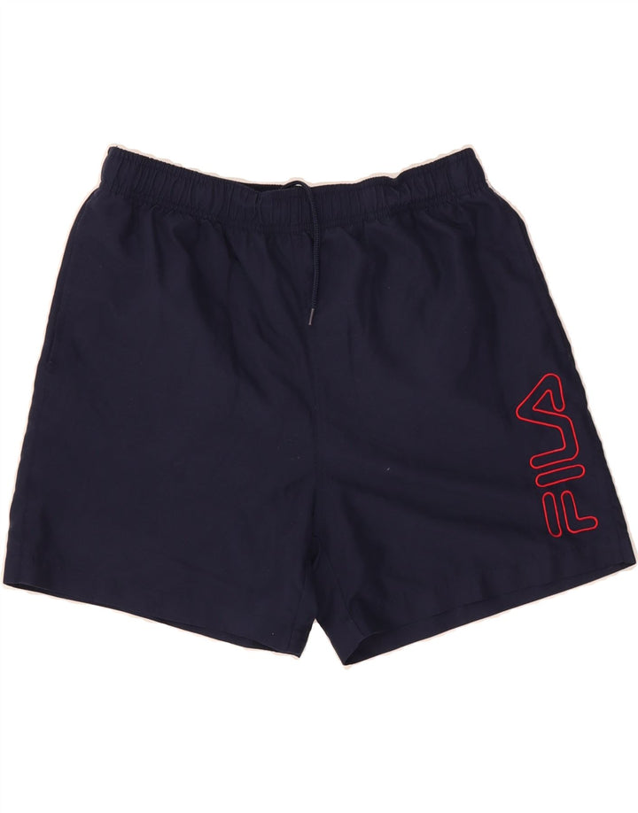 FILA Mens Graphic Sport Shorts Medium  Navy Blue Polyester Vintage Fila and Second-Hand Fila from Messina Hembry 