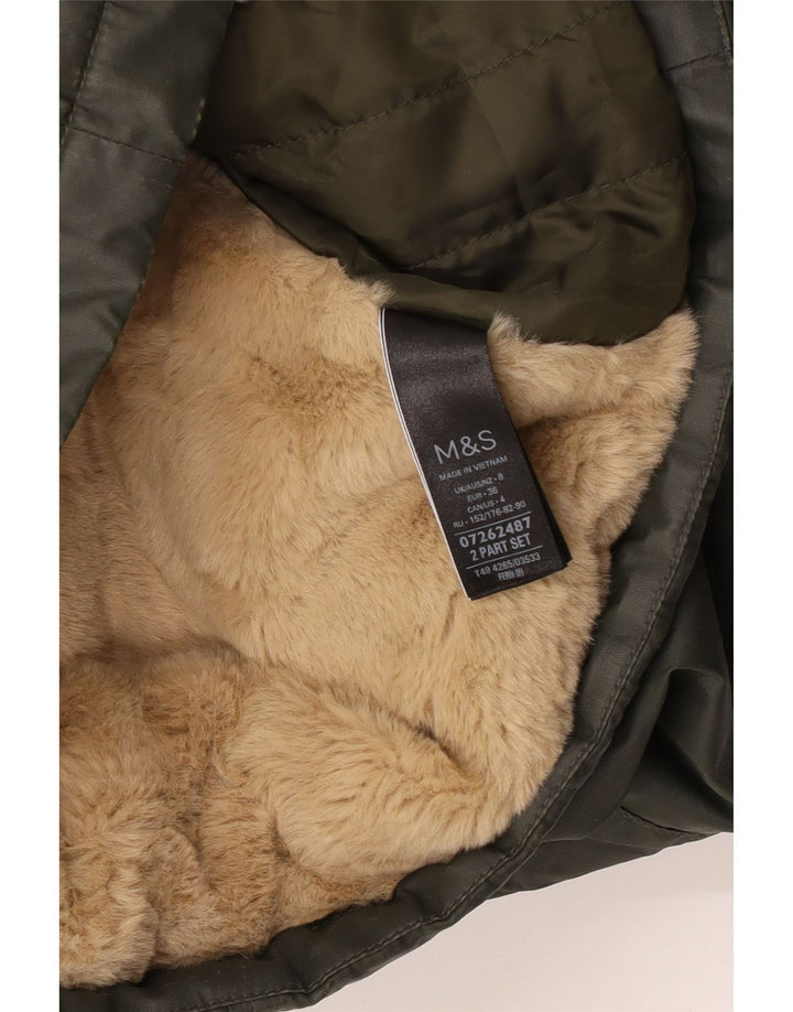 Marks & Spencer Womens Oversized Hooded Waxed Jacket UK 8 Small Khaki