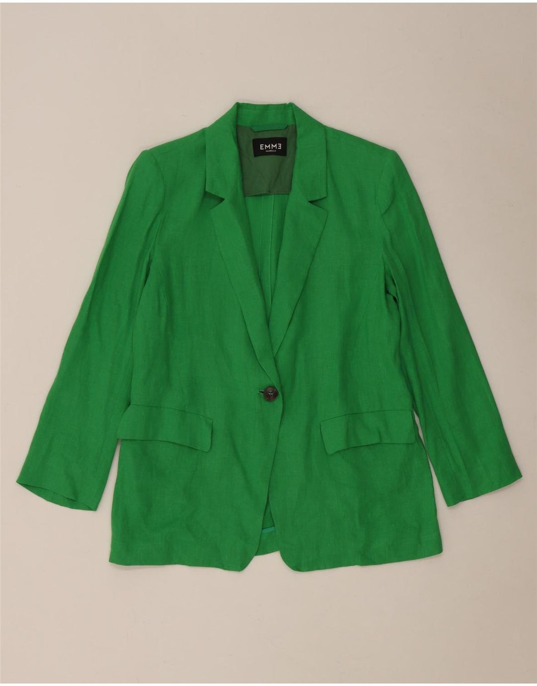 Marella Womens EMME 1 Button Blazer Jacket UK 8 Small Green Linen