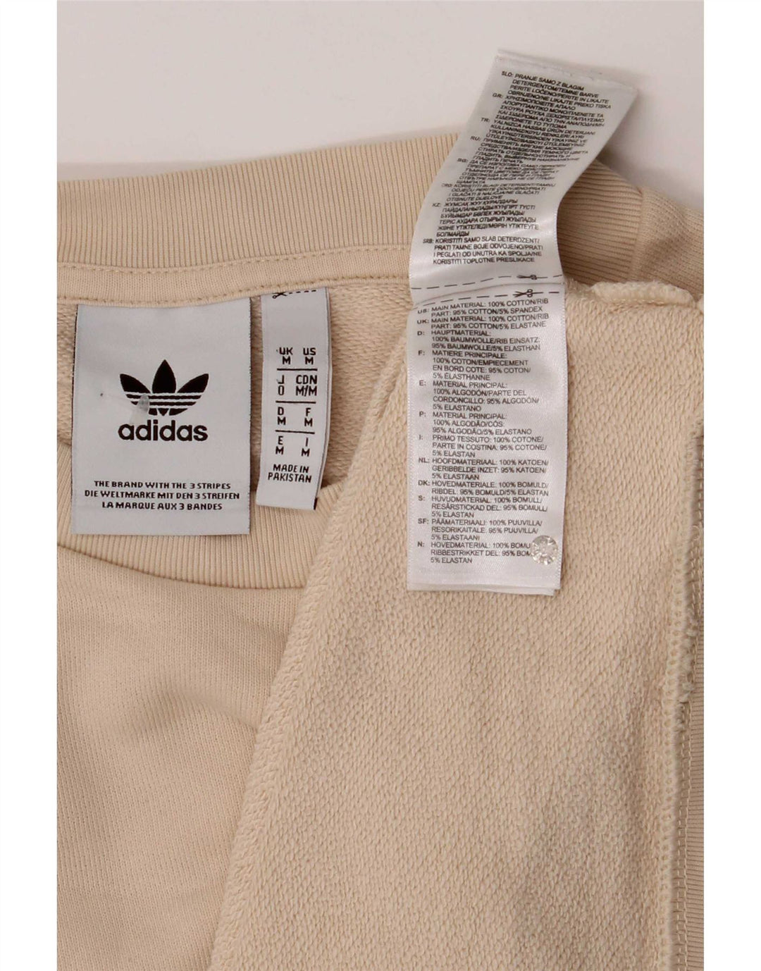 Adidas Mens Graphic Sweatshirt Jumper Medium Beige Cotton
