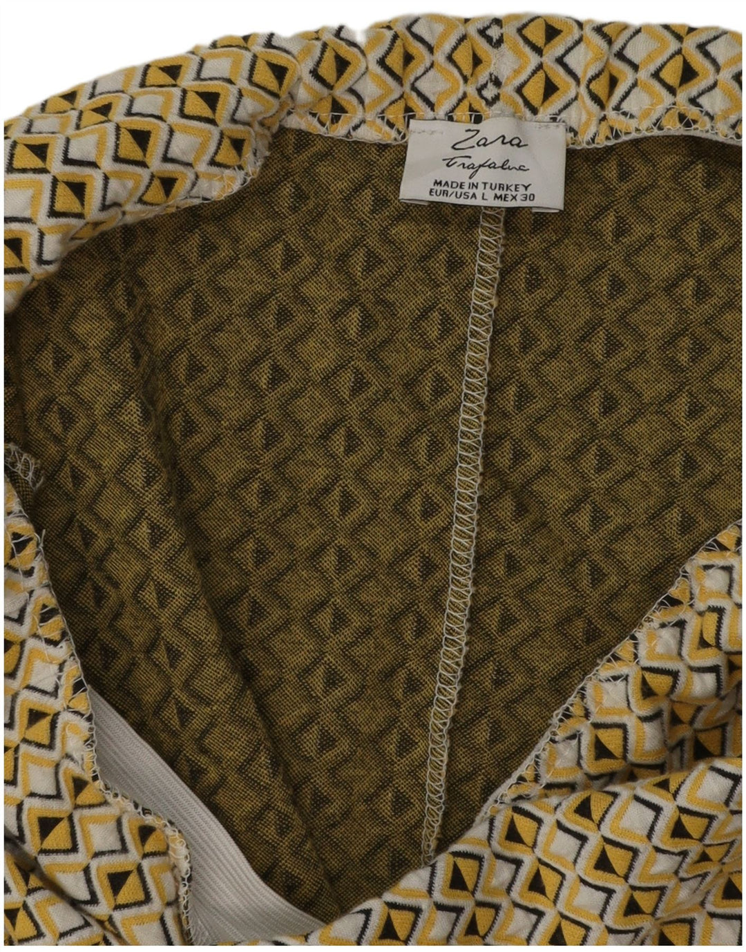 Zara Womens Pencil Skirt Large W30 Yellow Geometric