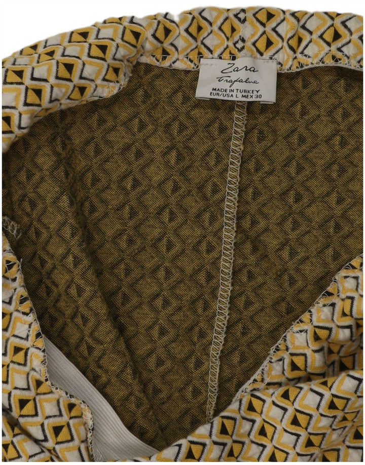Zara Womens Pencil Skirt Large W30 Yellow Geometric