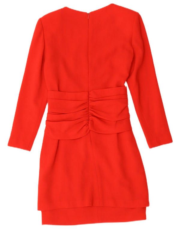 Vintage Womens Long Sleeve Sheath Dress UK 10 Small Red