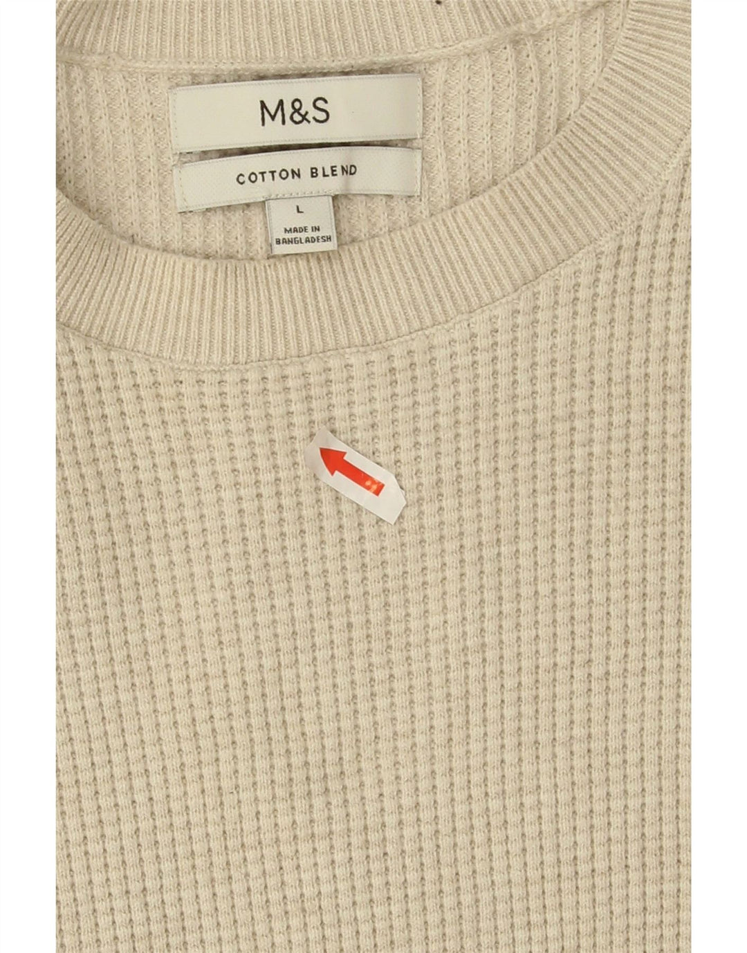 Marks & Spencer Mens Crew Neck Jumper Sweater Large Beige Polyester