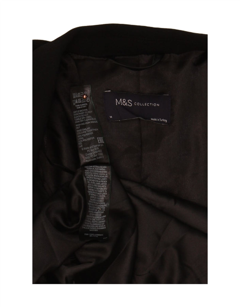 MARKS & SPENCER Womens 3/4 Sleeve Open Blazer Jacket UK 14 Large  Black Vintage Marks & Spencer and Second-Hand Marks & Spencer from Messina Hembry 