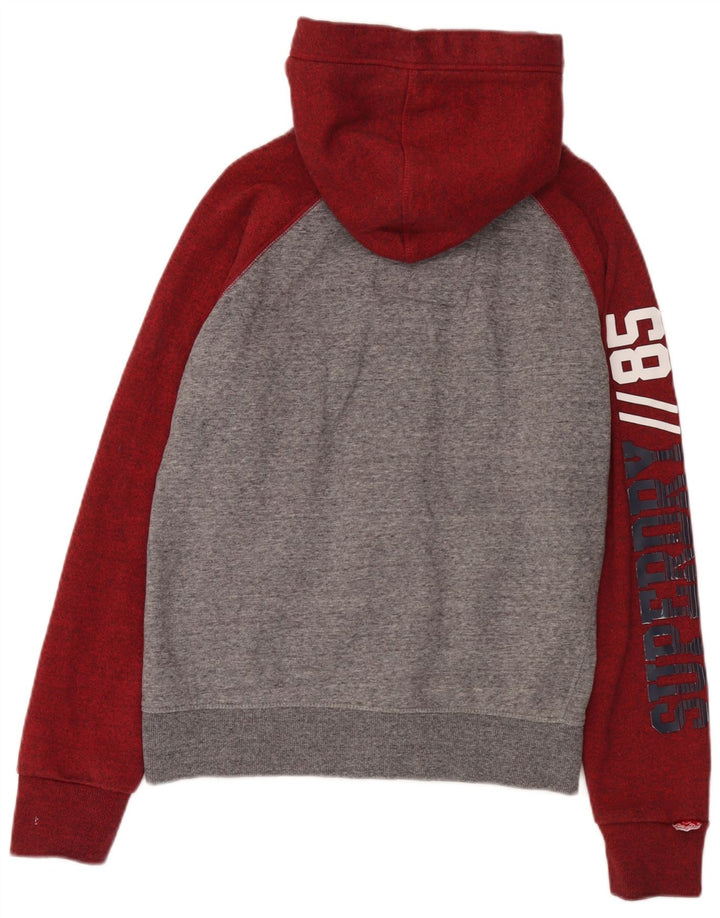 Superdry Mens Graphic Zip Hoodie Sweater Medium Grey Colourblock Cotton