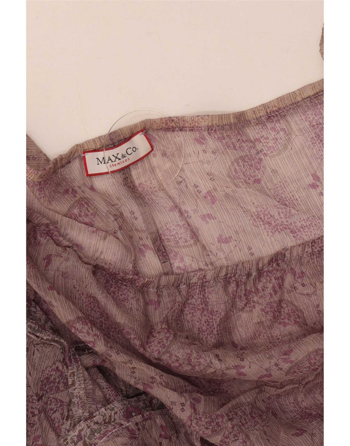 Max & Co. Womens Long Sleeve Off Shoulder Top UK 12 Medium Purple Floral