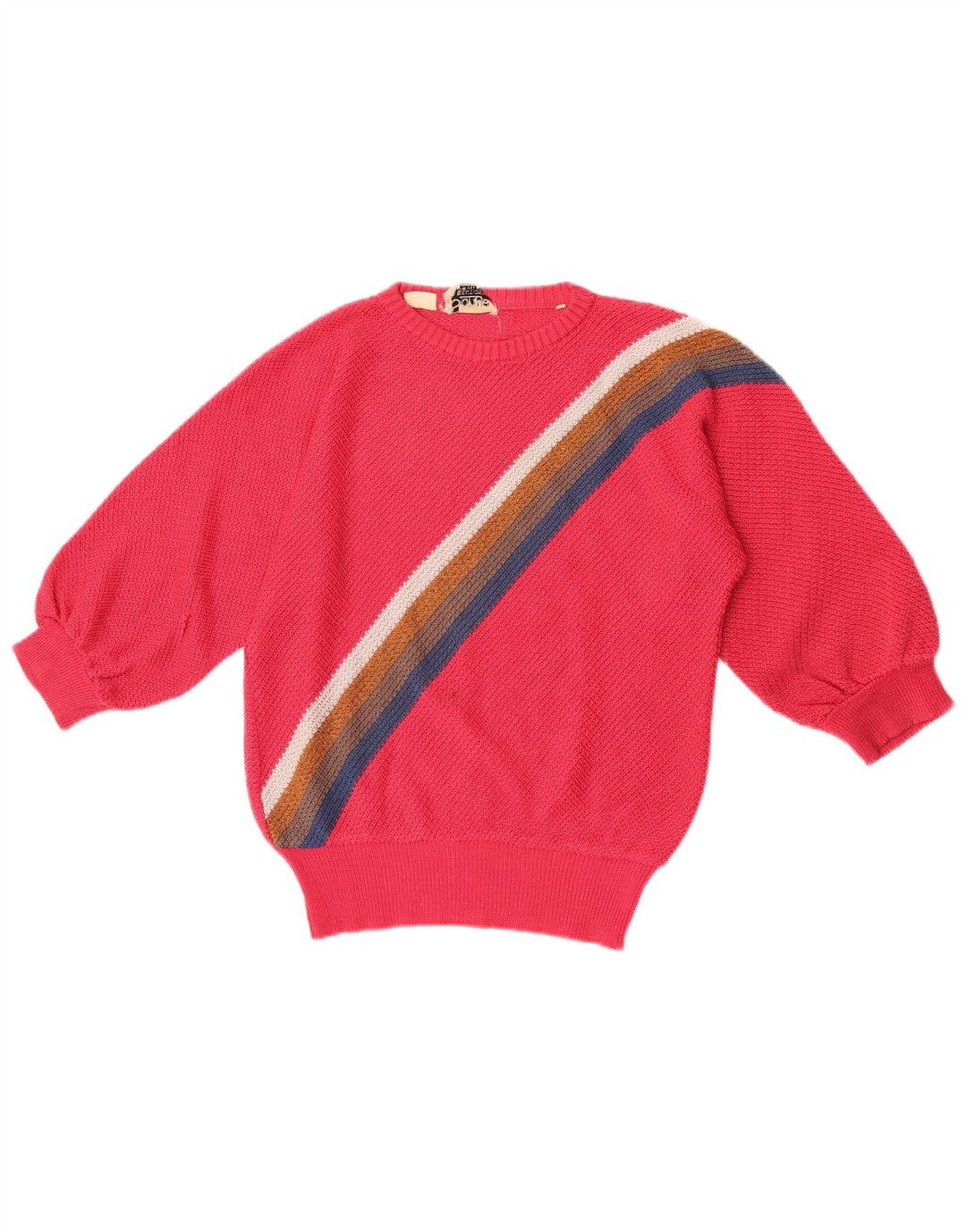 Sonya Womens Oversized Crew Neck Jumper Sweater UK 10 Small Pink Striped
