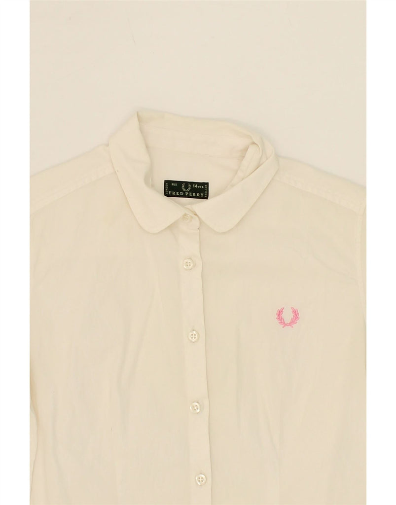 FRED PERRY Girls Short Sleeve Shirt 13-14 Years White Cotton Vintage Fred Perry and Second-Hand Fred Perry from Messina Hembry 