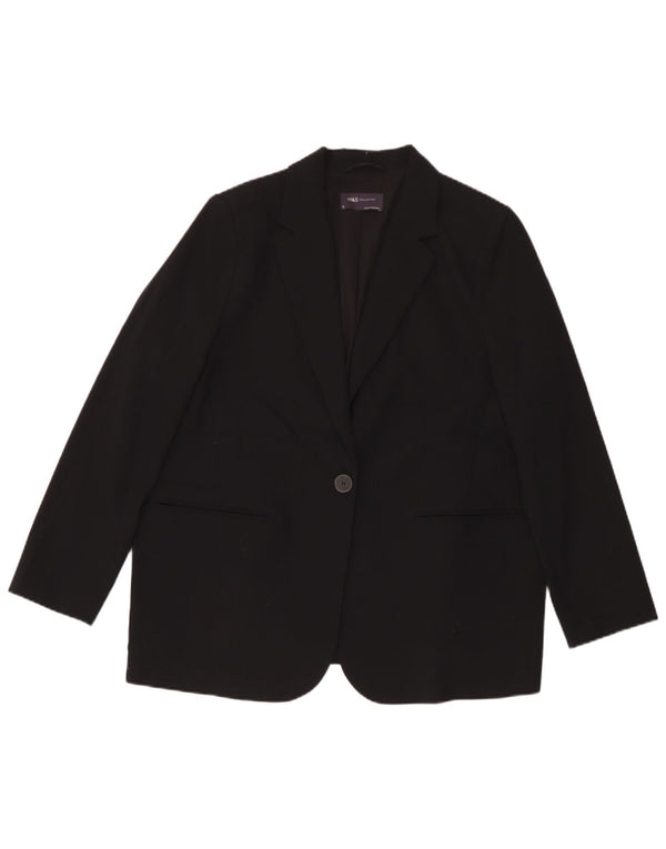 Marks & Spencer Womens 1 Button Oversized Blazer Jacket UK 18 XL Black