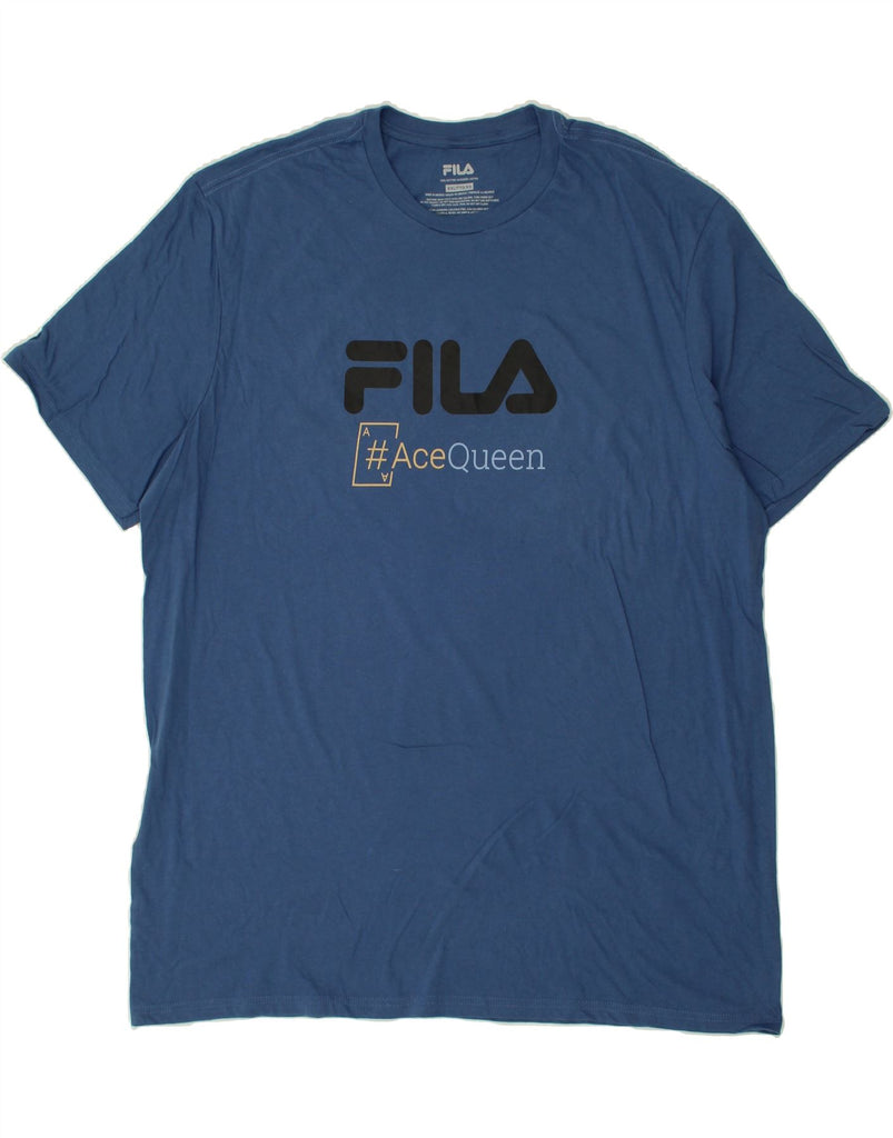 FILA Mens Graphic T-Shirt Top 2XL Blue Cotton | Vintage Fila | Thrift | Second-Hand Fila | Used Clothing | Messina Hembry 