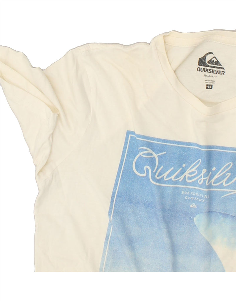 QUIKSILVER Boys Regular Fit Graphic T-Shirt Top 13-14 Years White Cotton | Vintage Quiksilver | Thrift | Second-Hand Quiksilver | Used Clothing | Messina Hembry 