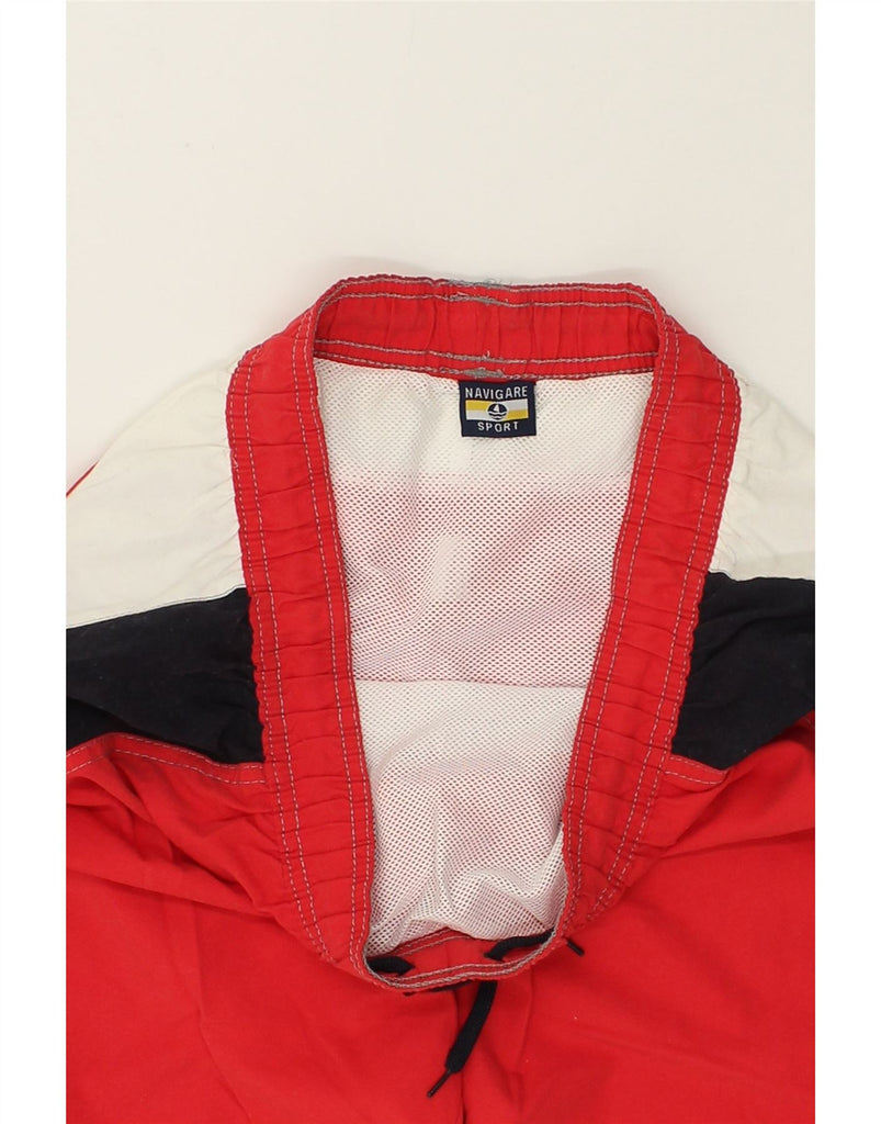 NAVIGARE Mens Graphic Sport Shorts Large Red Colourblock Polyester | Vintage Navigare | Thrift | Second-Hand Navigare | Used Clothing | Messina Hembry 