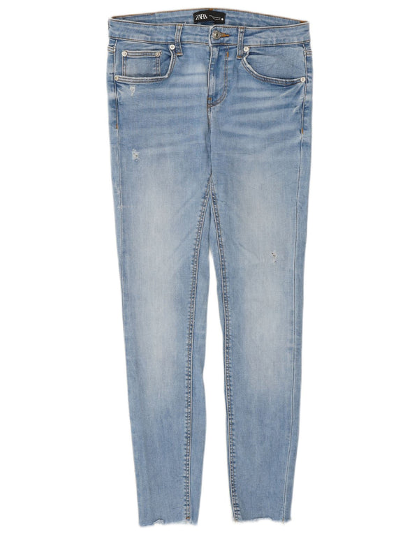 Zara Womens Distressed Skinny Jeans EU 38 Small W28 L26 Blue Cotton