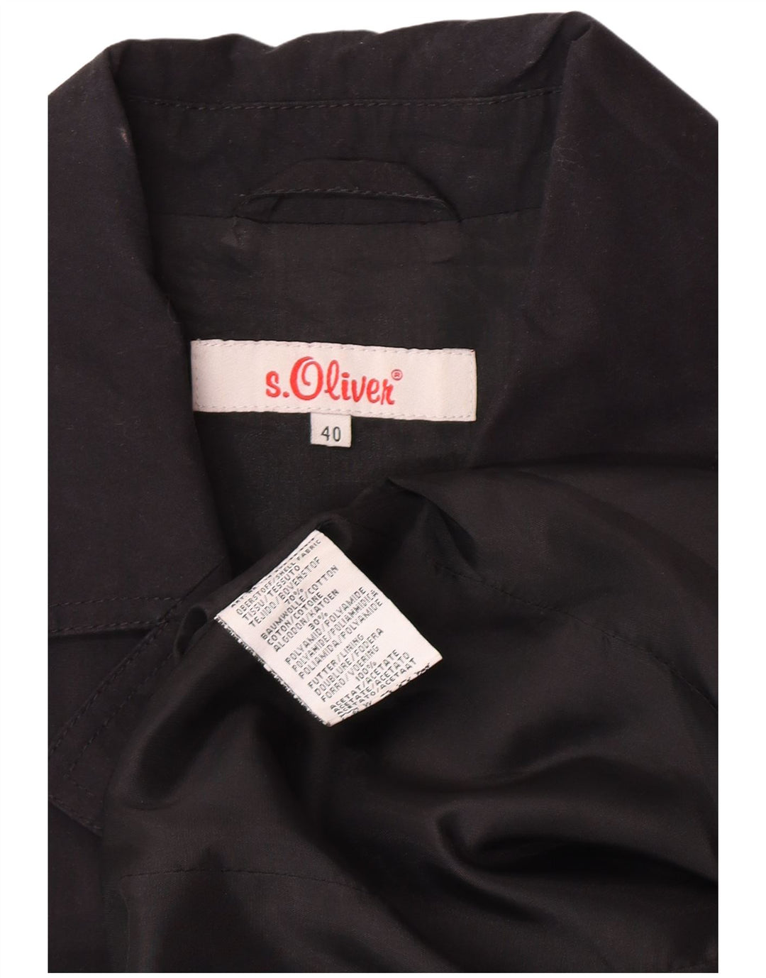S.Oliver Womens Overcoat EU 40 Medium Black Cotton