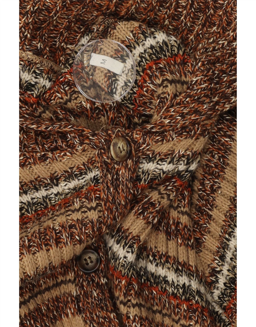 VINTAGE Womens Longline Cardigan Sweater UK 14 Medium Brown Striped Vintage Vintage and Second-Hand Vintage from Messina Hembry 