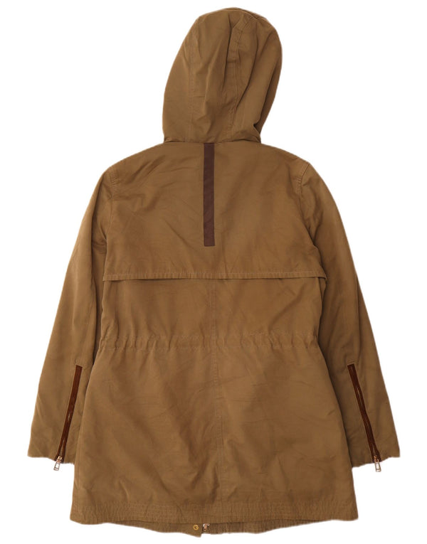 Zara Womens Hooded Parka Jacket UK 14 Medium Khaki Polyester