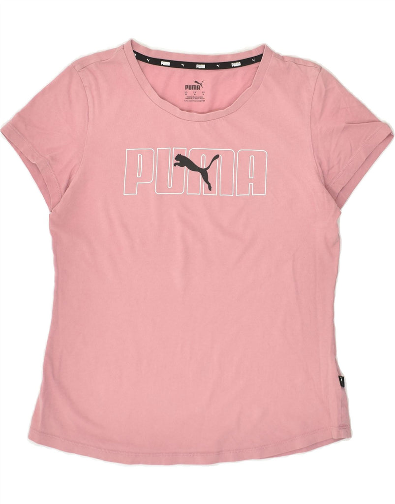 PUMA Womens Graphic T-Shirt Top UK 14 Medium Pink Cotton | Vintage Puma | Thrift | Second-Hand Puma | Used Clothing | Messina Hembry 