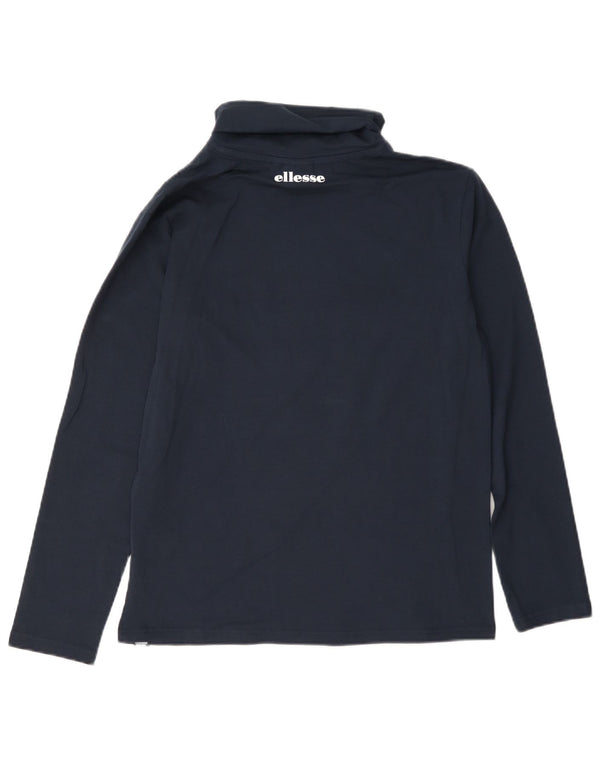 Ellesse Womens Top Long Sleeve UK 16 Large Navy Blue Colourblock Cotton