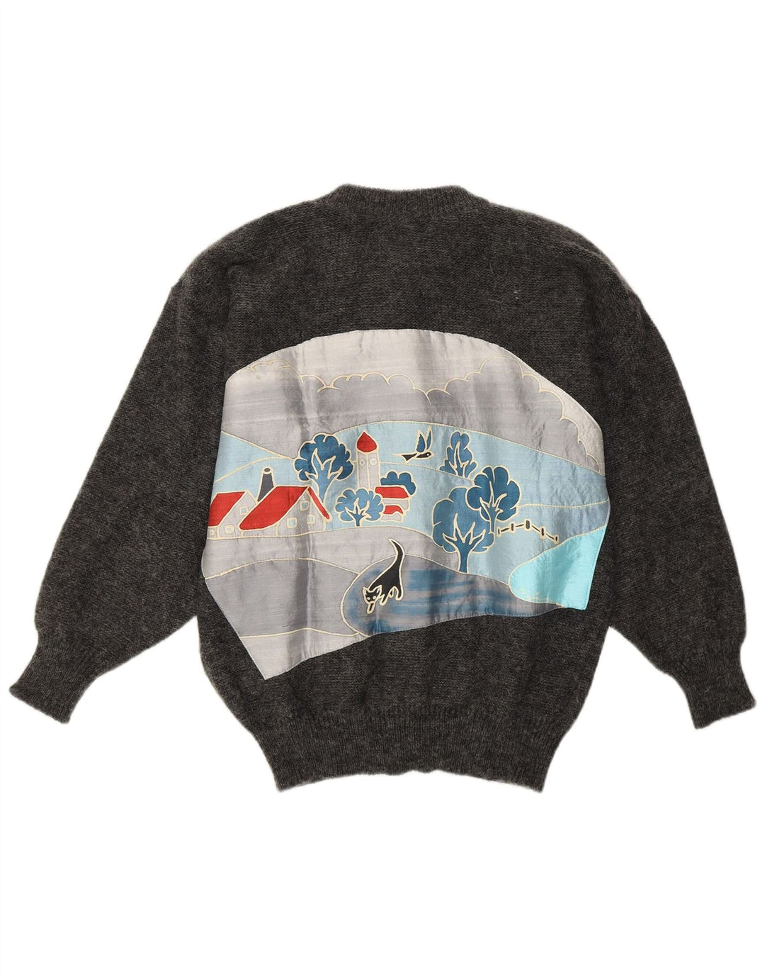 SIGI SCHEIBERG Womens Graphic Cardigan Sweater EU 40 Medium Grey Mohair