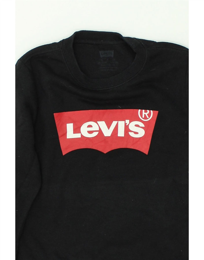 LEVI'S Boys Graphic Sweatshirt Jumper 8-9 Years Small Black Cotton | Vintage Levi's | Thrift | Second-Hand Levi's | Used Clothing | Messina Hembry 