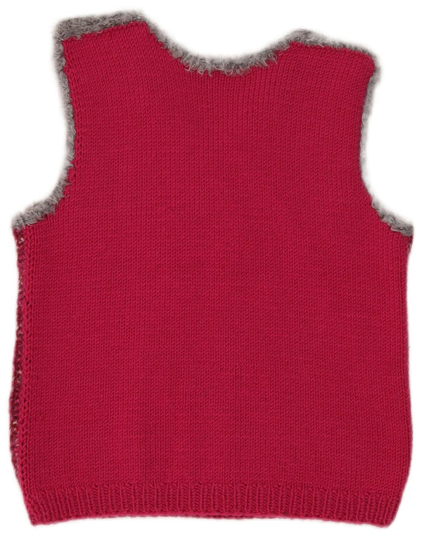 Vintage Womens Vest Tank Top UK 10 Small Pink Colourblock