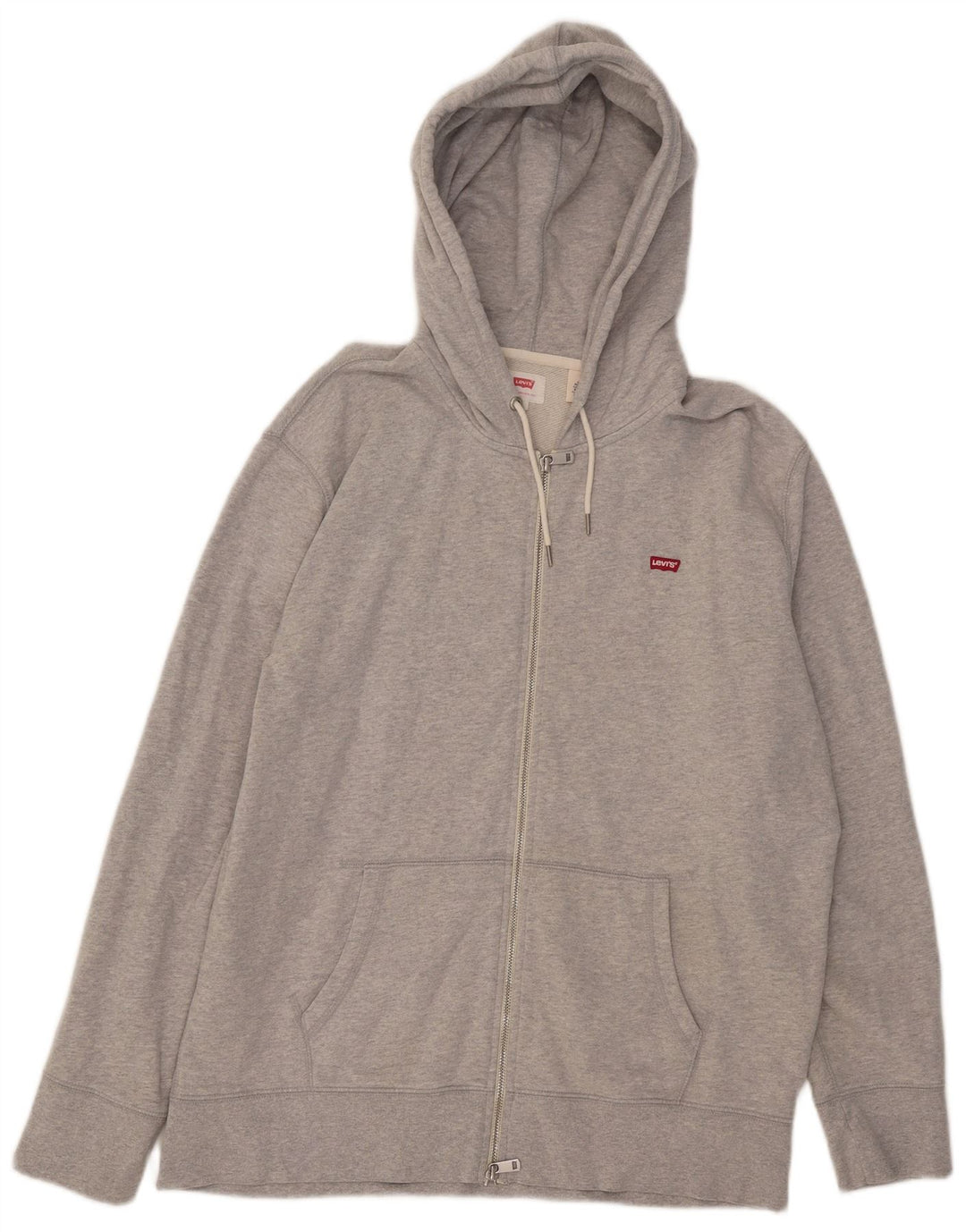 Levi's Mens Zip Hoodie Sweater Large Grey Flecked Cotton