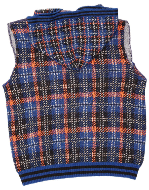 Benetton Womens Hooded Vest Tank Top UK 18 XL Blue Check