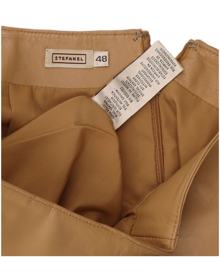 Stefanel Womens Leather Skirt IT 48 XL W34  Beige Leather