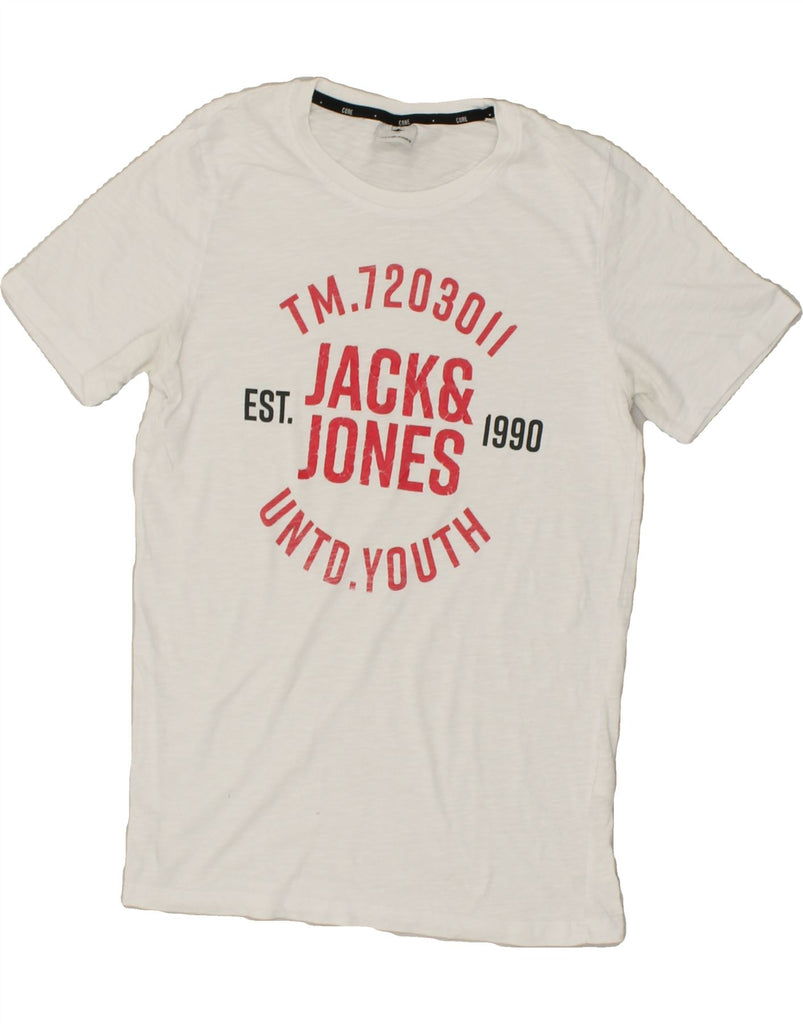 JACK & JONES Mens Graphic T-Shirt Top Small White Cotton | Vintage Jack & Jones | Thrift | Second-Hand Jack & Jones | Used Clothing | Messina Hembry 