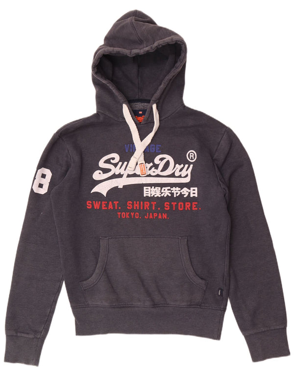 Superdry Mens Graphic Hoodie Jumper Small Navy Blue Cotton